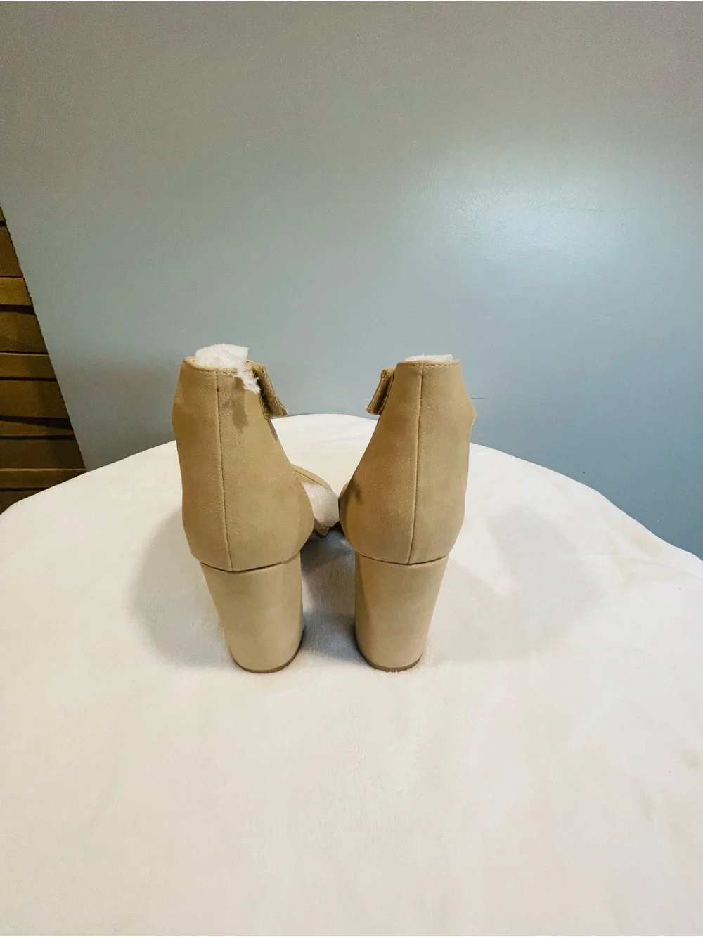 Elegant Cream Block Heel Sandal with Ankle Strap